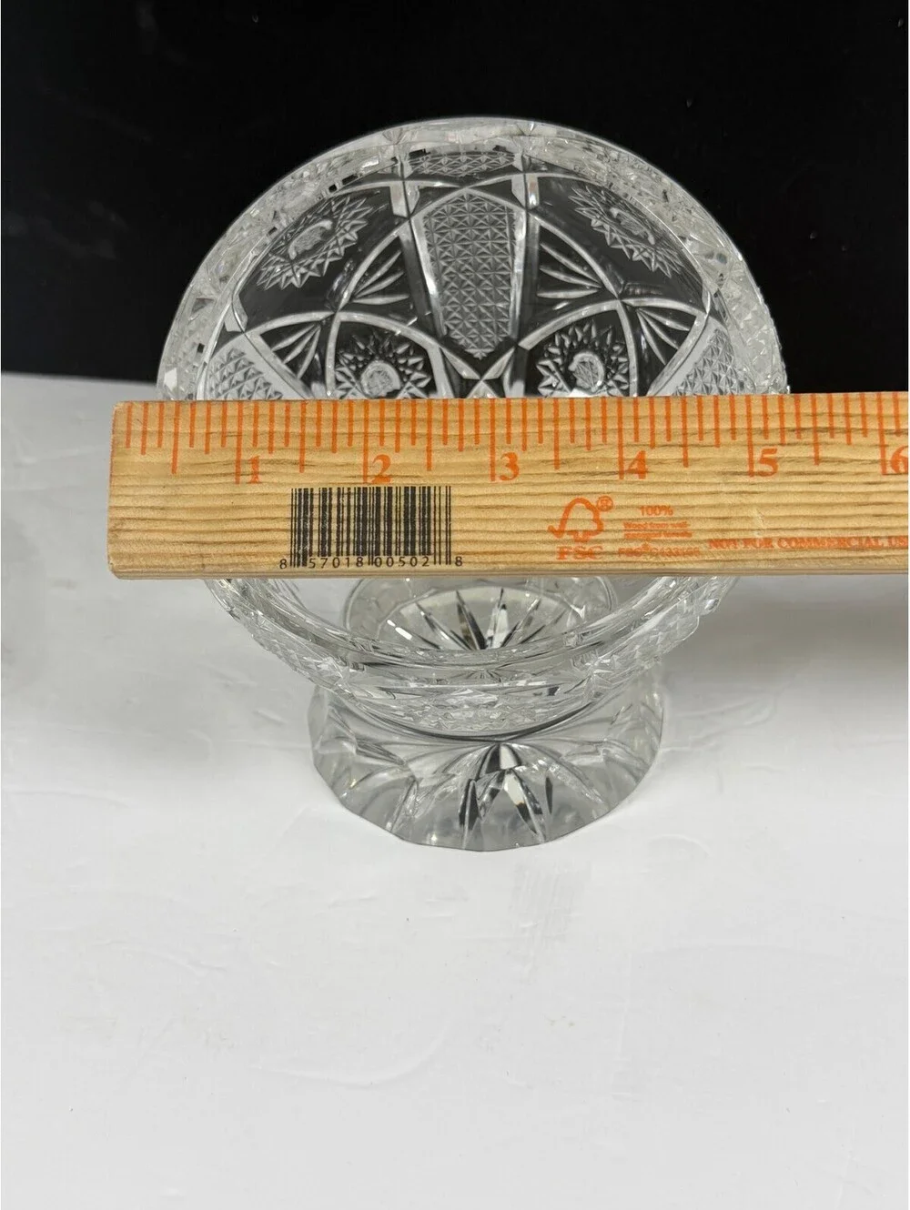 Vintage Crystal Cut Glass Pedestal Bowl Decorative Centerpiece F4